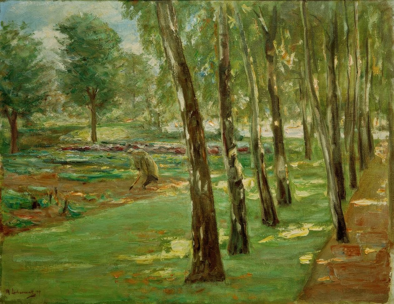 Aleja brzozowa w ogrodzie Wannsee - widok na pole kapusty autorstwa Max Liebermann