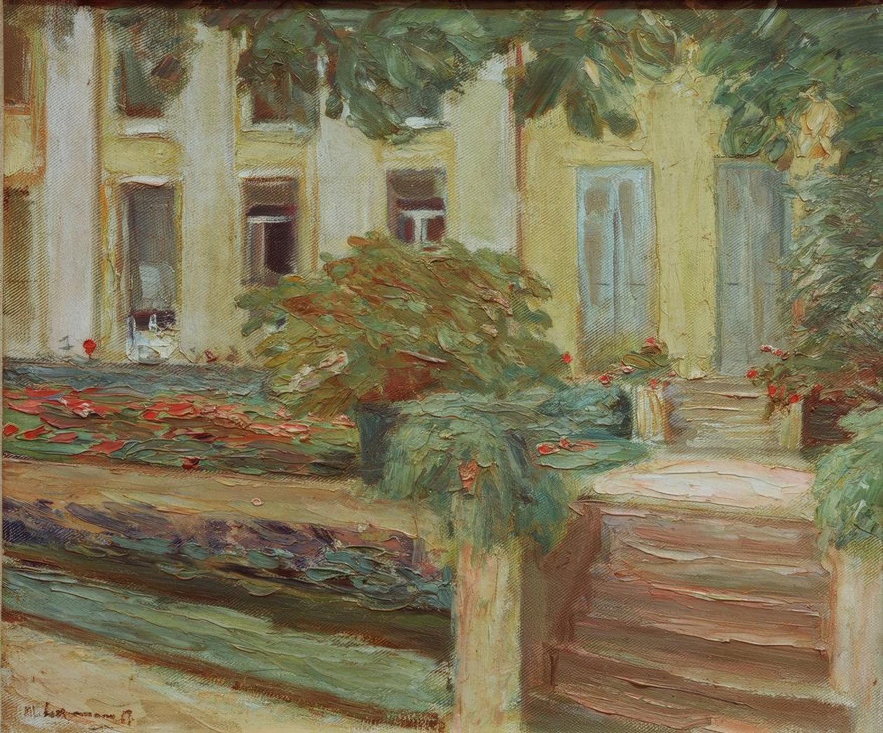 Taras kwiatowy w ogrodzie Wannsee na południowym zachodzie autorstwa Max Liebermann