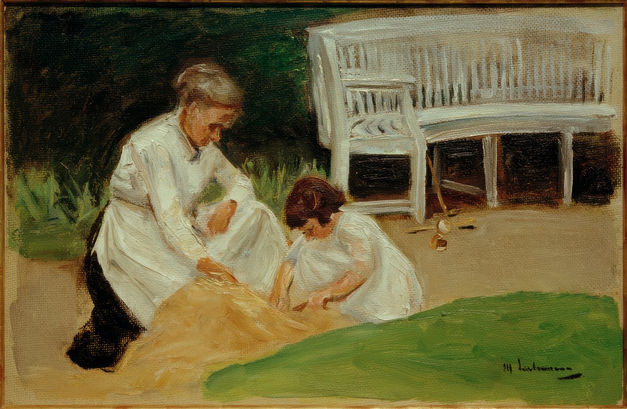 Wnuczka z nianią podczas zabawy autorstwa Max Liebermann