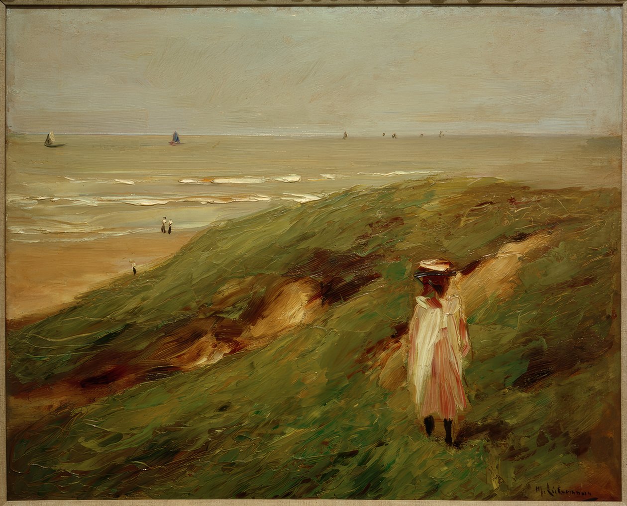 Dune w pobliżu Noordwijk z dzieckiem - dziewczynka na wydmach autorstwa Max Liebermann