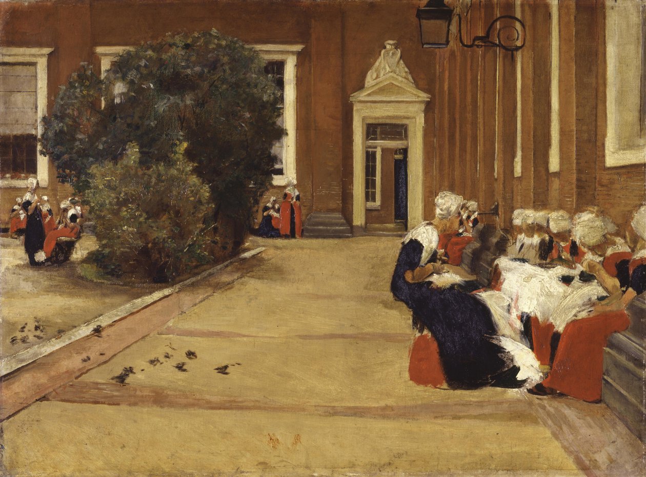 Przerwa w amsterdamskim sierocińcu (Studium) autorstwa Max Liebermann