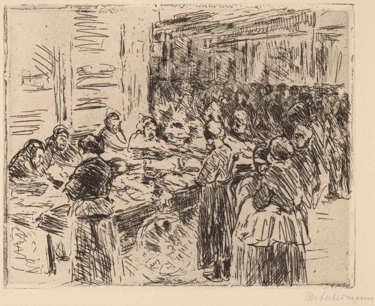Z dzielnicy żydowskiej w Amsterdamie: Targ rybny na rogu ulicy, 1908. autorstwa Max Liebermann