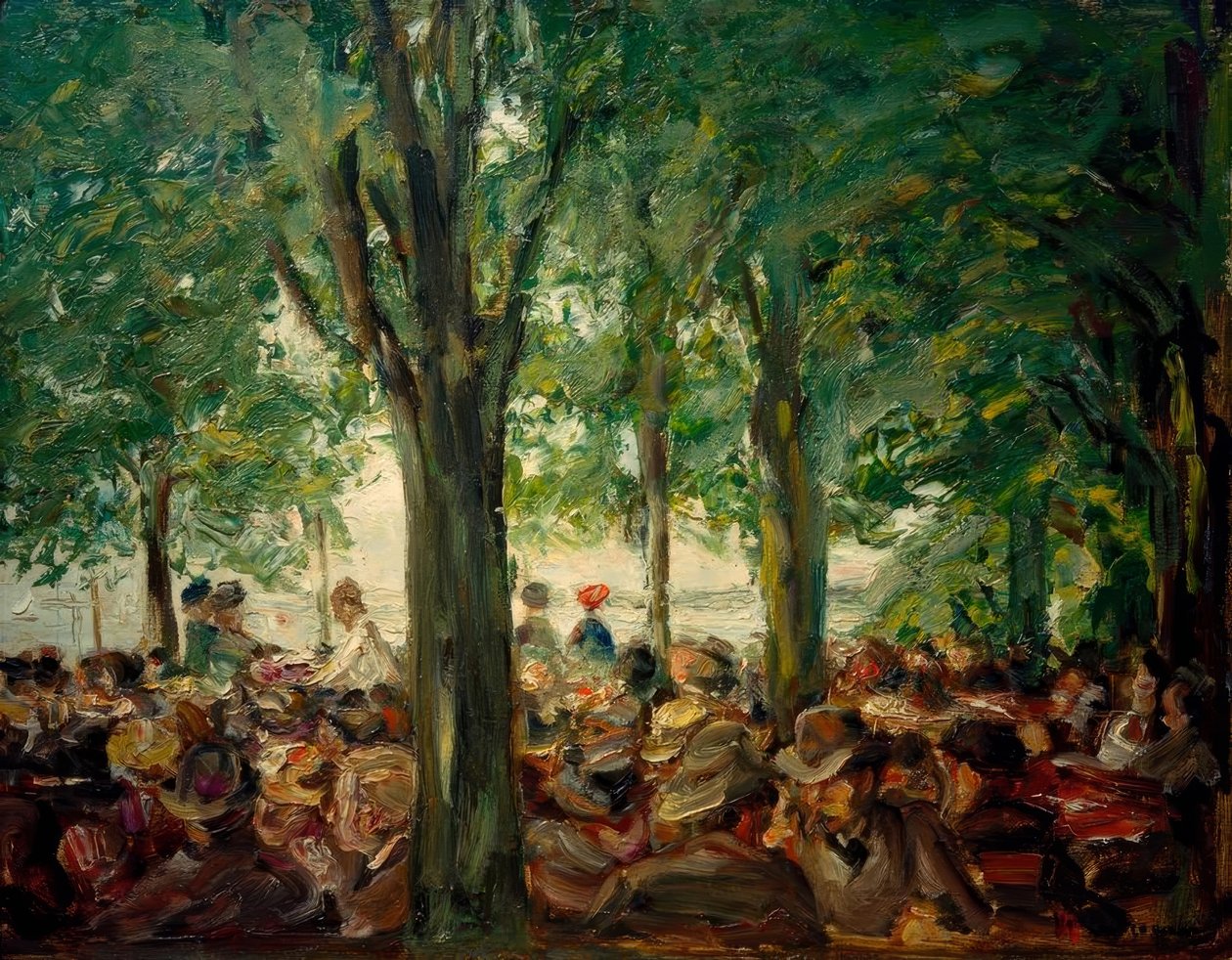 Restauracja ogrodowa nad Hawelą pod drzewami (Schildhorn’) autorstwa Max Liebermann