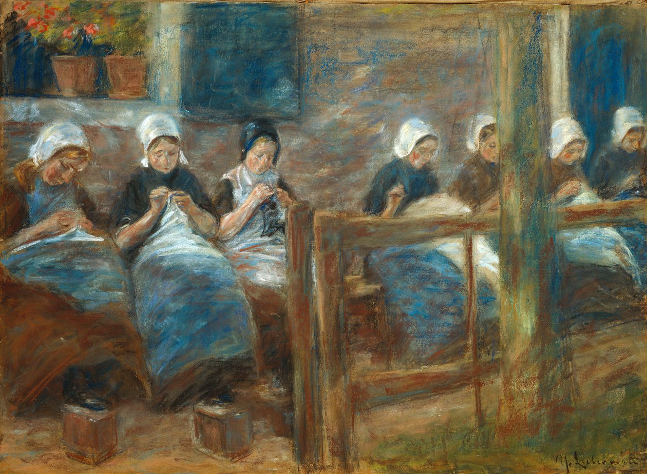 Dziewczyny szyją w Huizen autorstwa Max Liebermann
