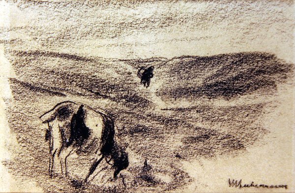 Goat Nibbling, ok. 1890 (grafit na papierze) autorstwa Max Liebermann