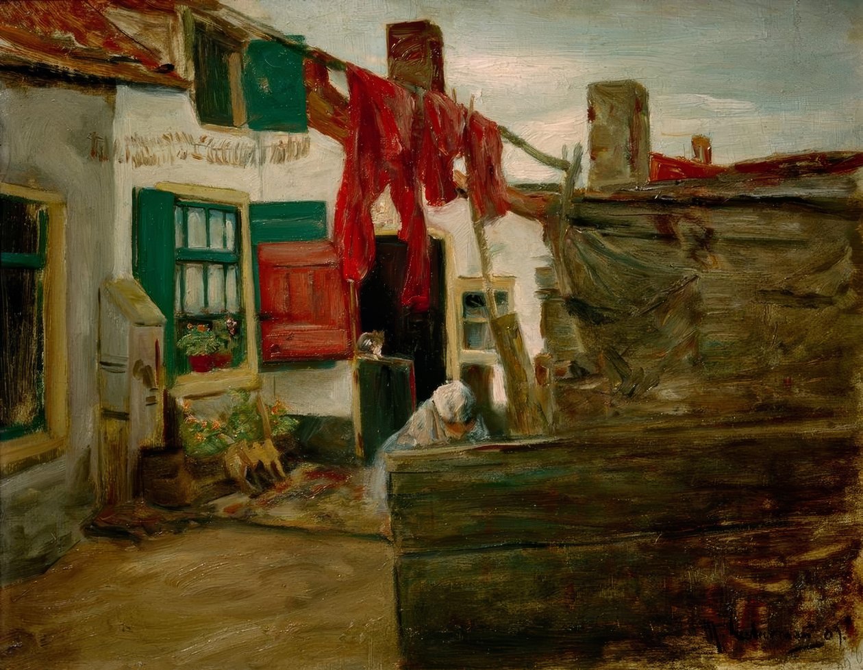 Holenderski róg wioski z wiszącą pralnią autorstwa Max Liebermann