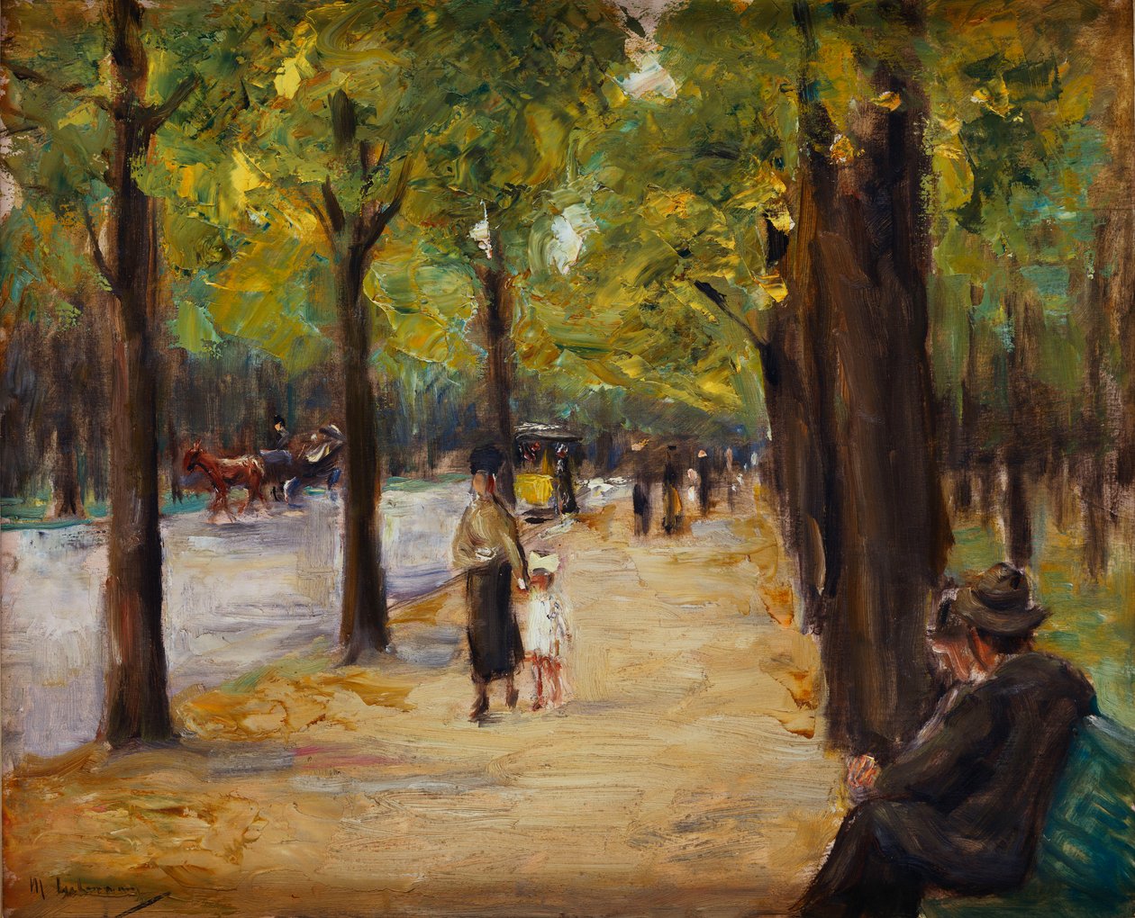 W Tiergarten, Berlin, ok. 1920 autorstwa Max Liebermann