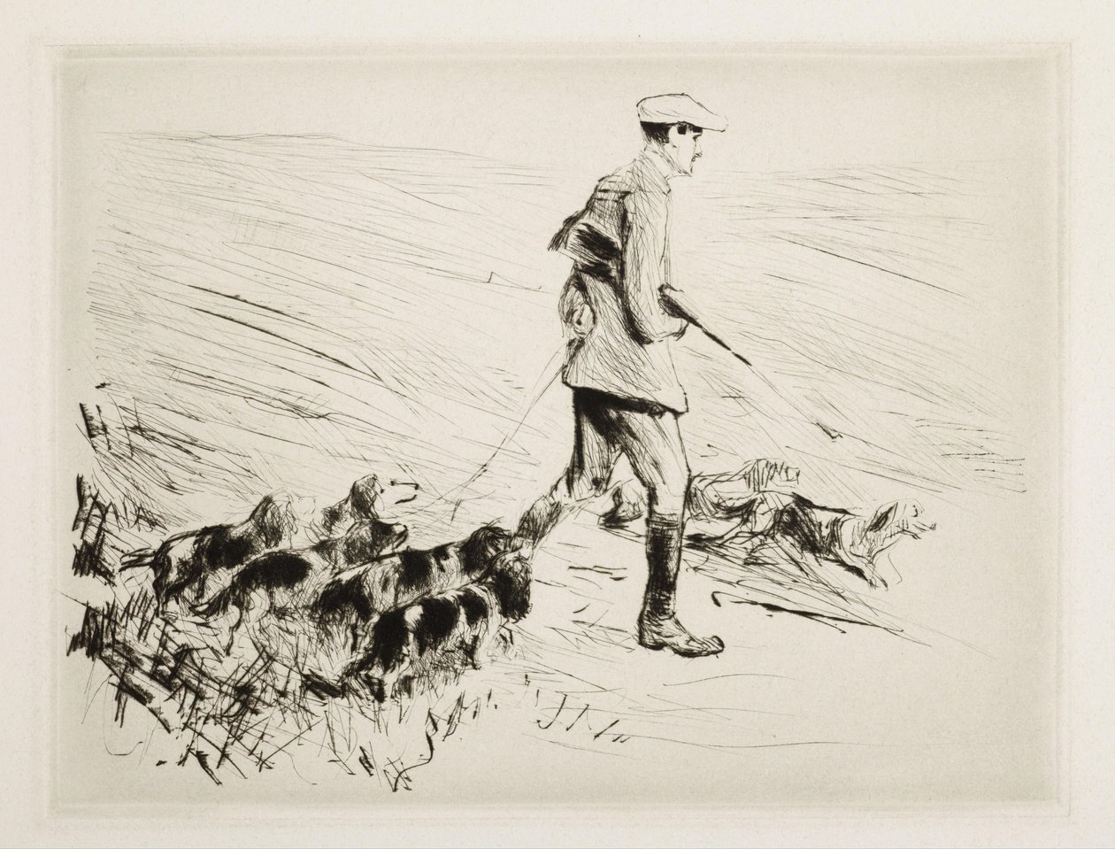 Myśliwy z psami autorstwa Max Liebermann