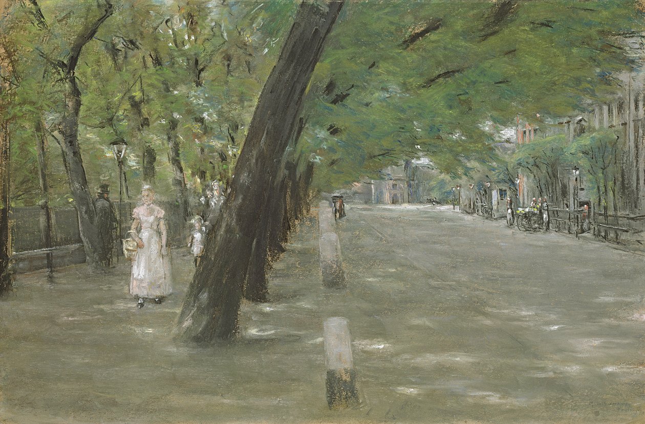 Kirchenallee w St. Georg, Hamburg (pastel na papierze) autorstwa Max Liebermann