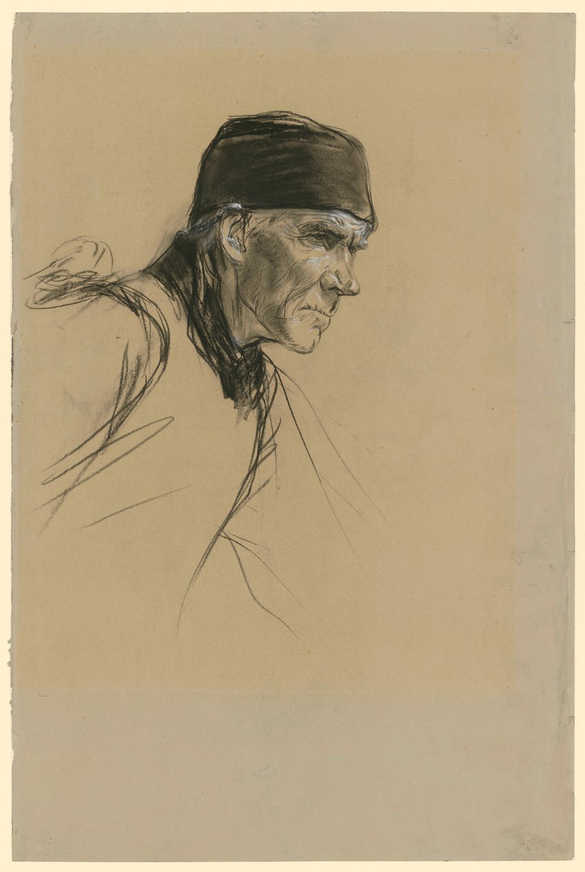 Głowa holenderskiego chłopa (studium do obrazu „Idący chłop”) autorstwa Max Liebermann