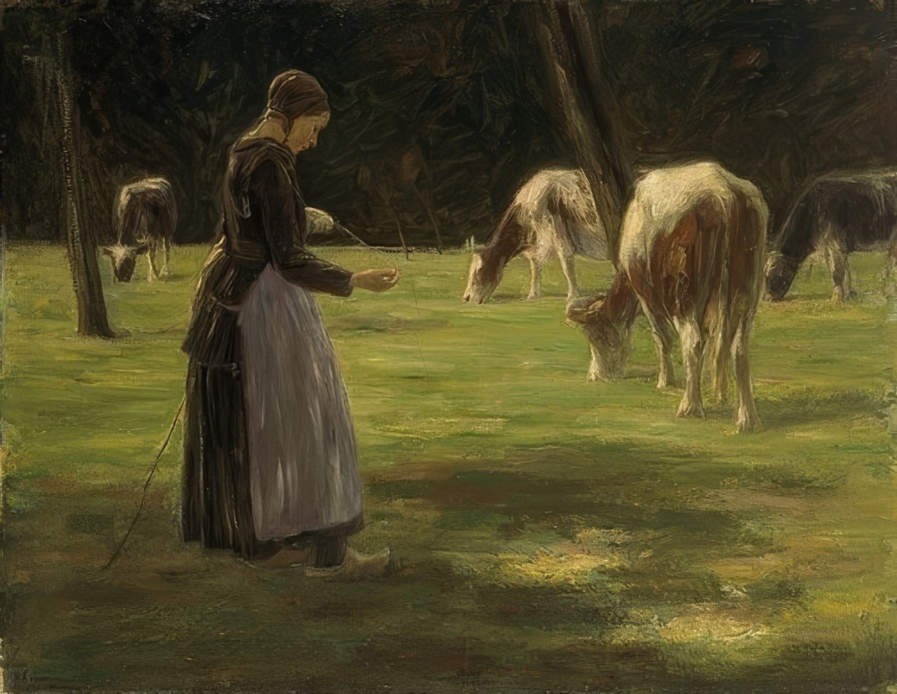 Kuhhirtin. 1890-1992 autorstwa Max Liebermann