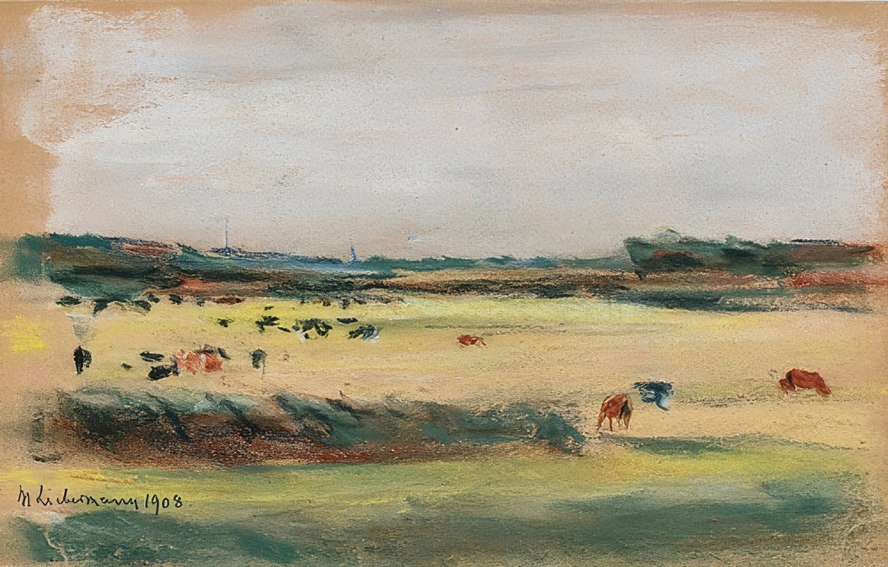Krajobraz z pasącymi się krowami. 1908 autorstwa Max Liebermann