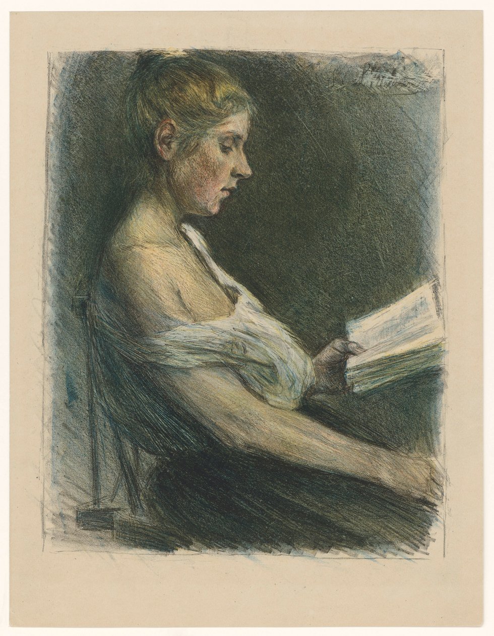 Dziewczynka czytająca autorstwa Max Liebermann