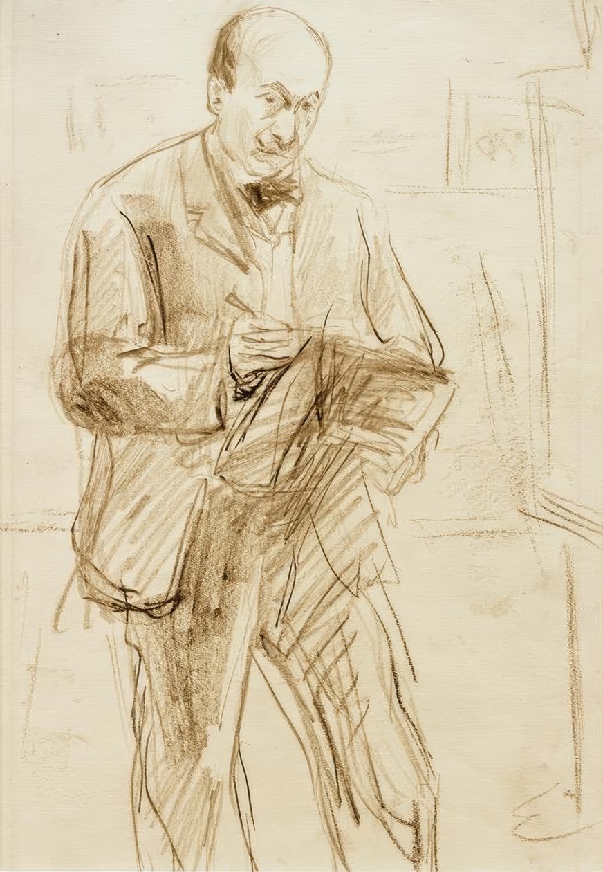 Max Liebermann / autoportret, rysunek autorstwa Max Liebermann