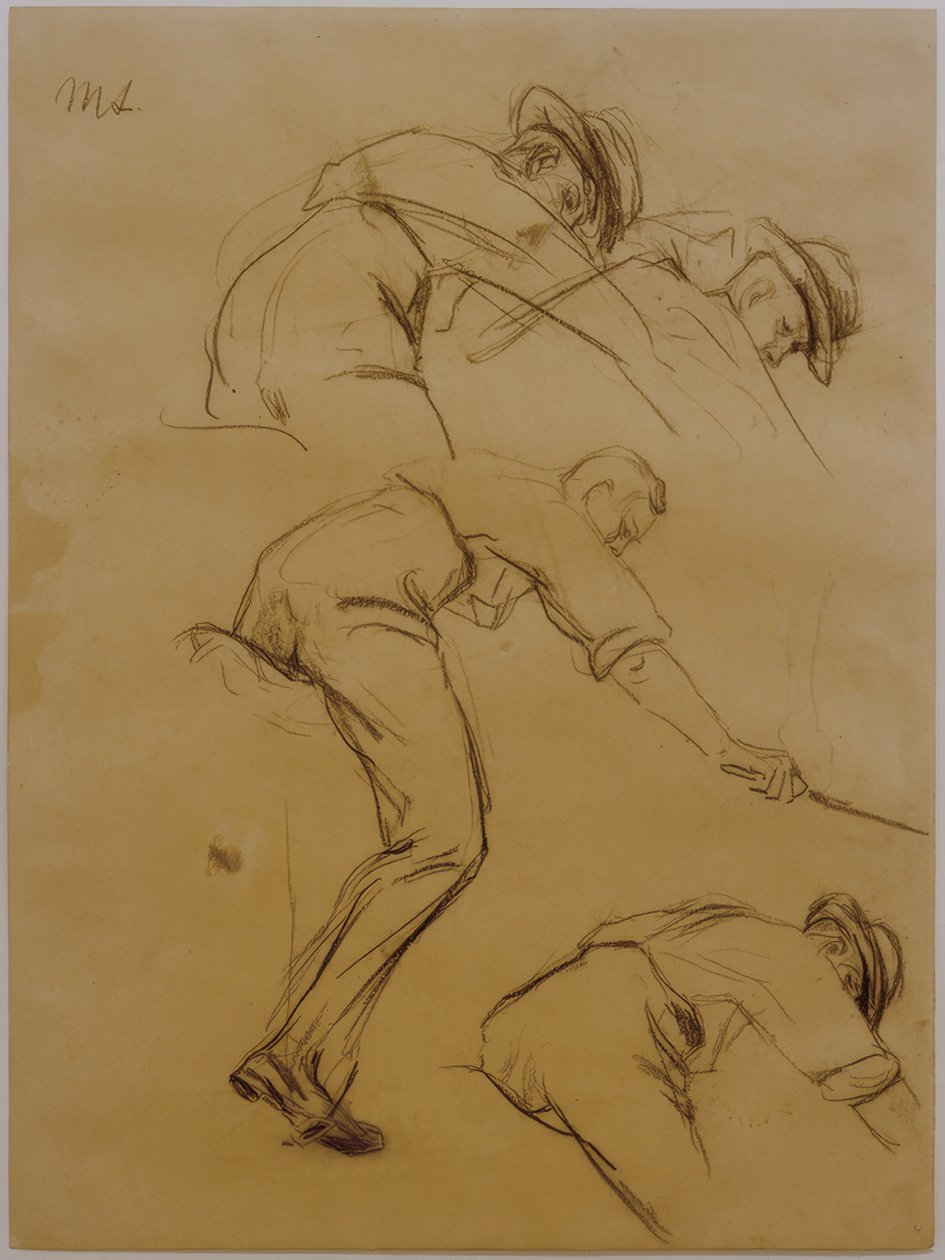 Gracz polo, trzech jeźdźców na prawo od boku - badanie autorstwa Max Liebermann
