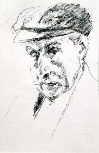 Portret mężczyzny w czapce, ewentualnie autoportret, po 1923 r. (lito) autorstwa Max Liebermann