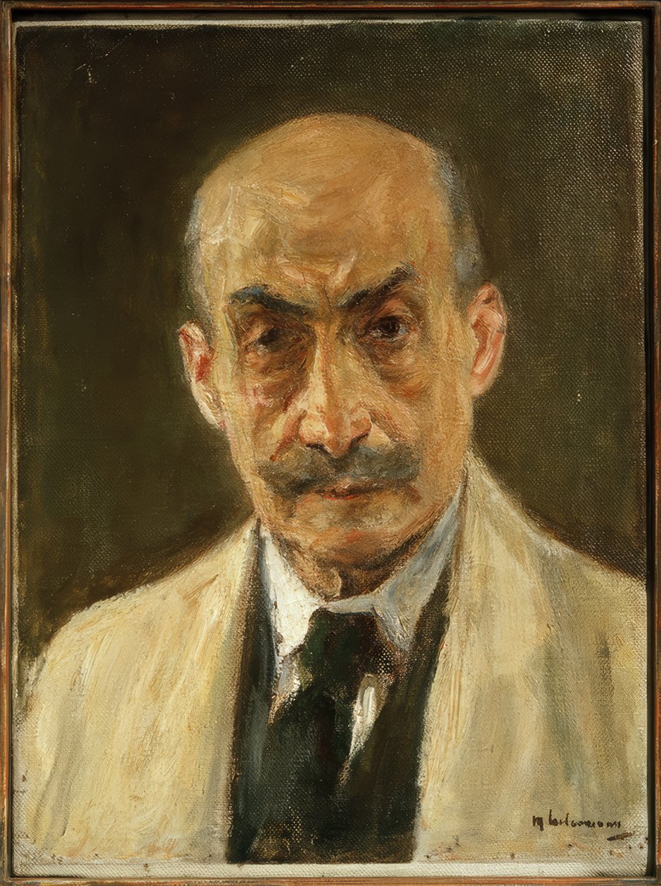 Autoportret (popiersie w fartuchu malarskim) autorstwa Max Liebermann