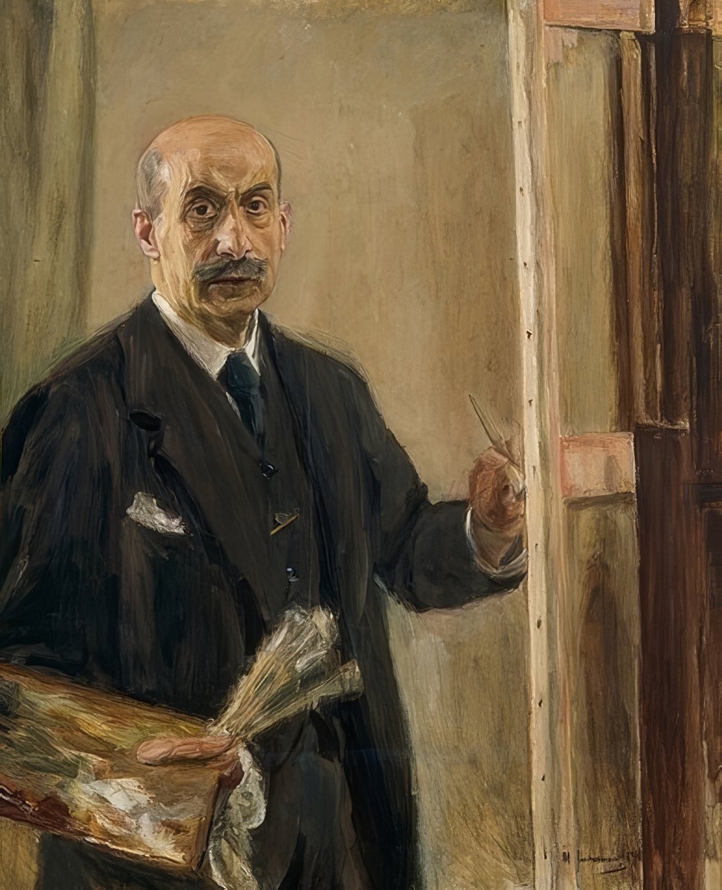 Autoportret przy sztalugach. 1916 autorstwa Max Liebermann