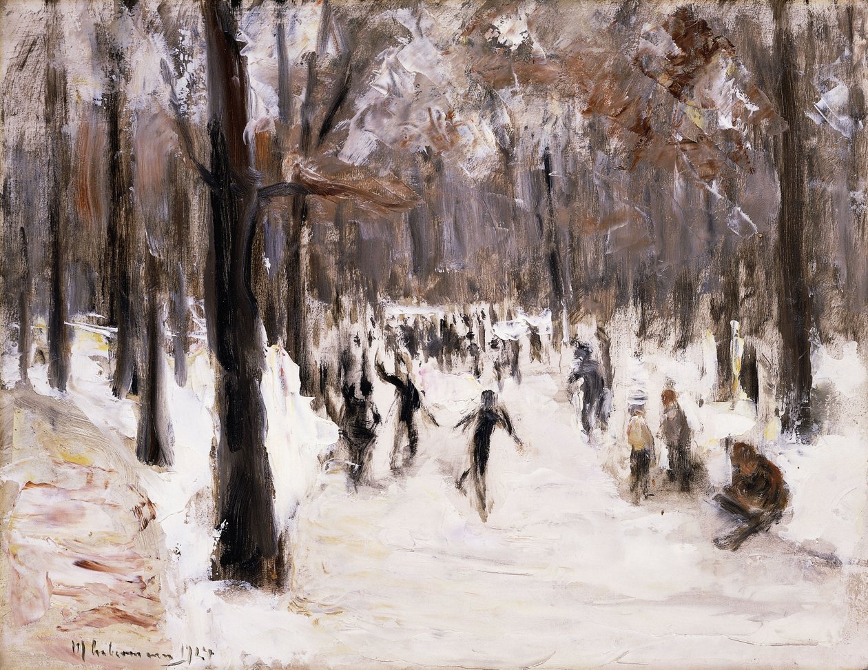 Łyżwiarze w Tiergarten w Berlinie; Łyżwiarze w berlińskim Tiergarten, 1924 autorstwa Max Liebermann