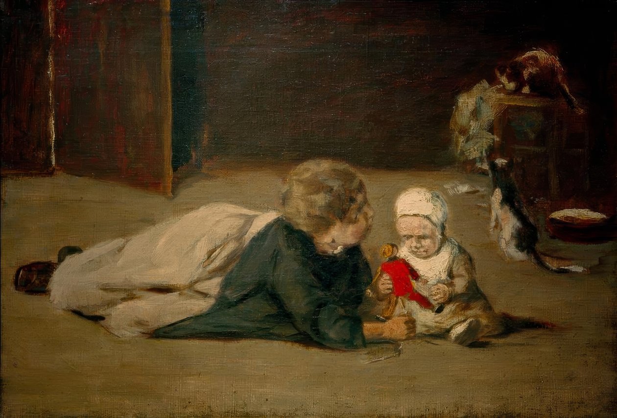 Bawiące się dzieci - nauka autorstwa Max Liebermann