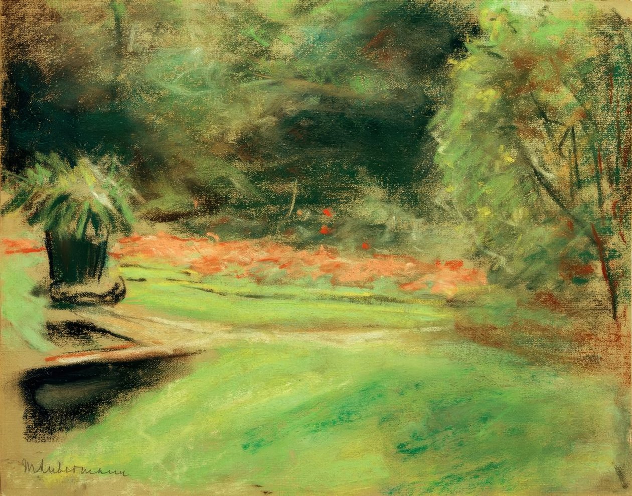 Ogród Wannsee, widok na taras z klombami i autorstwa Max Liebermann