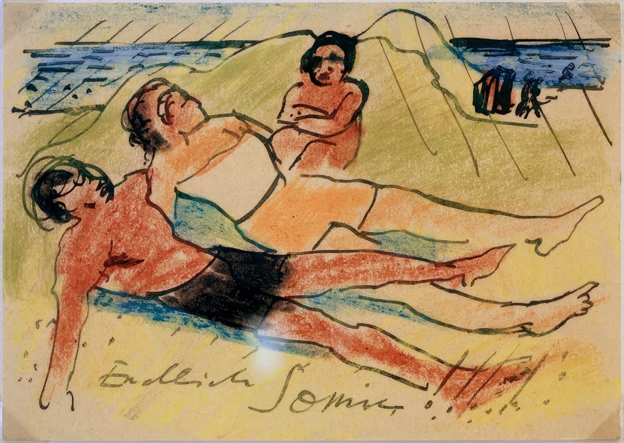 Opalanie się na plaży autorstwa Max Pechstein