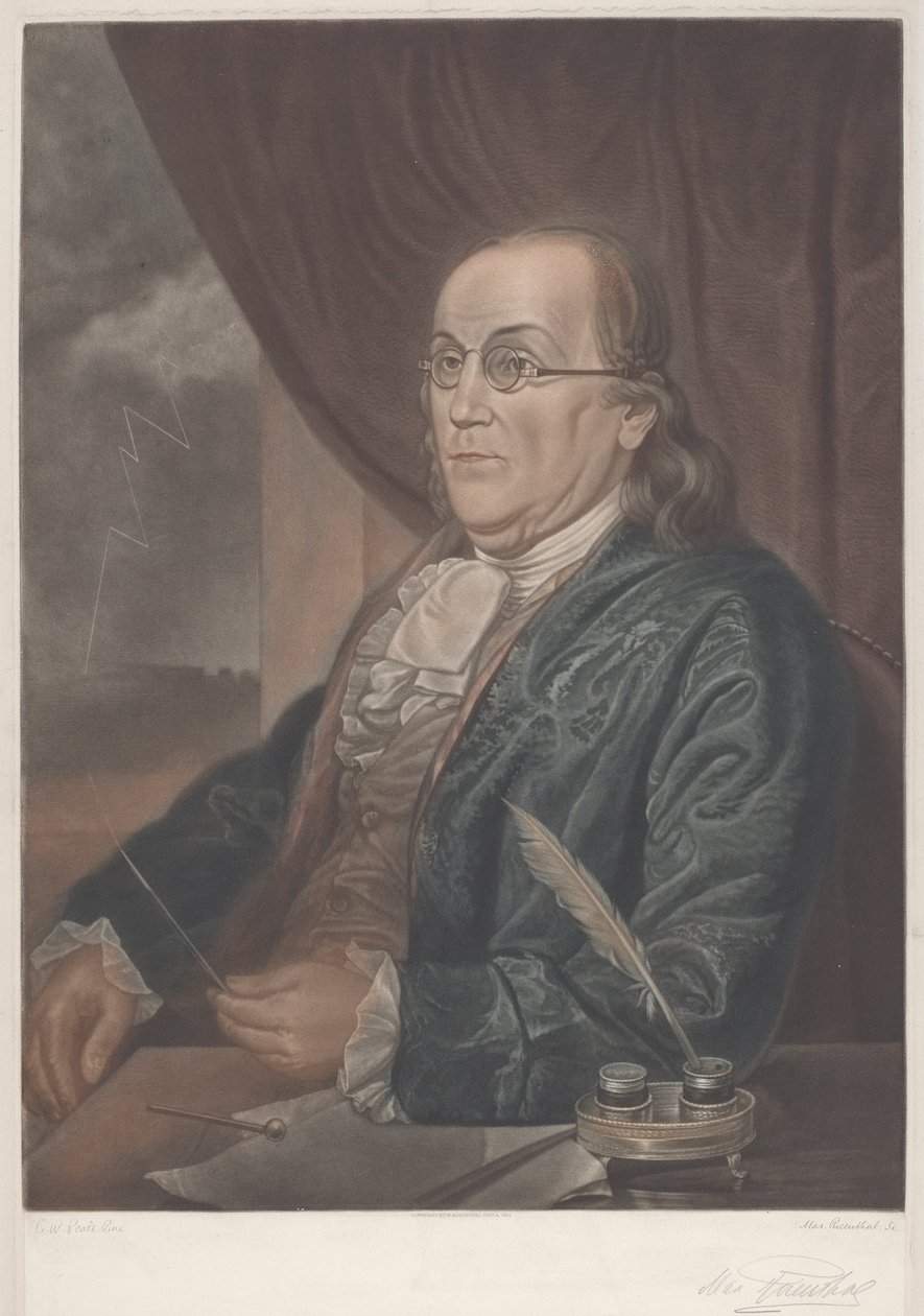 Benjamin Franklin autorstwa Max Rosenthal after Charles Willson Peale