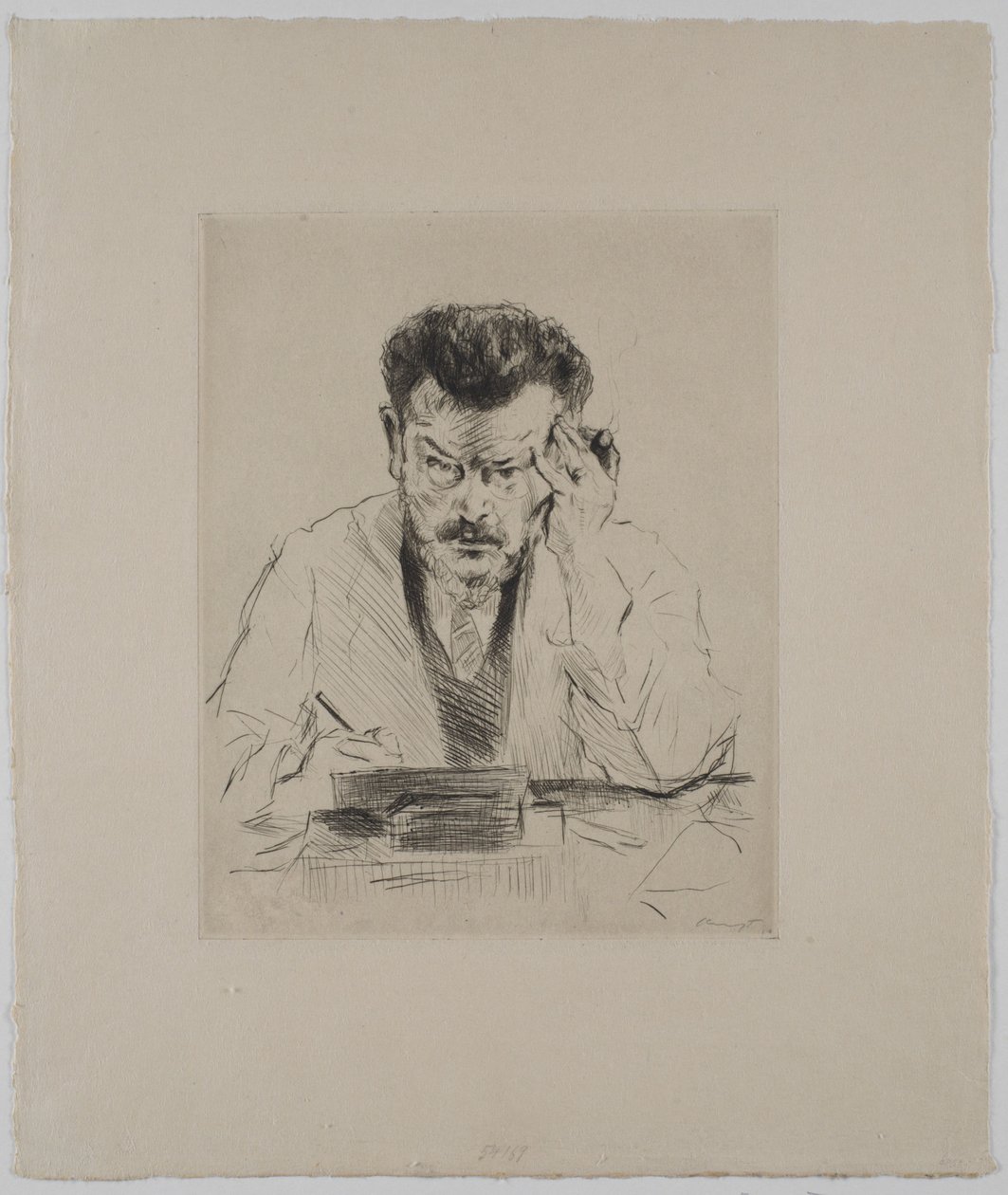 Autoportret z cygarem, akwaforta autorstwa Max Slevogt