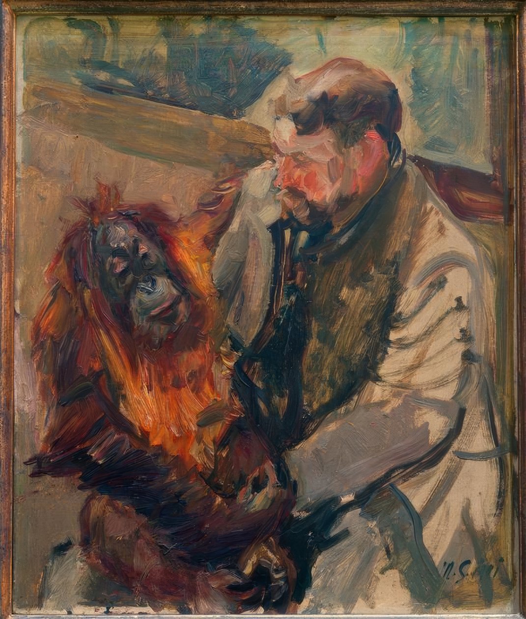 Szkic orangutana I - słowa z marynarzem autorstwa Max Slevogt