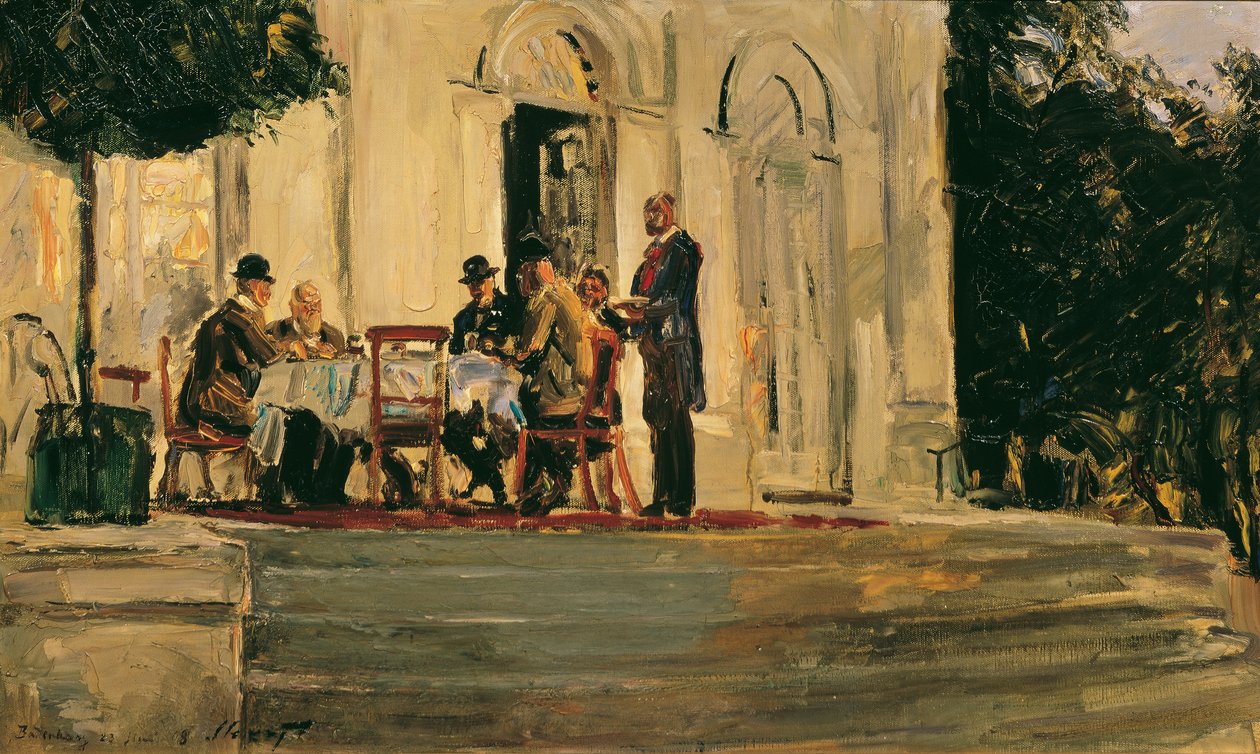 Kolacja na tarasie Badenburga w parku pałacowym Nymphenburg autorstwa Max Slevogt