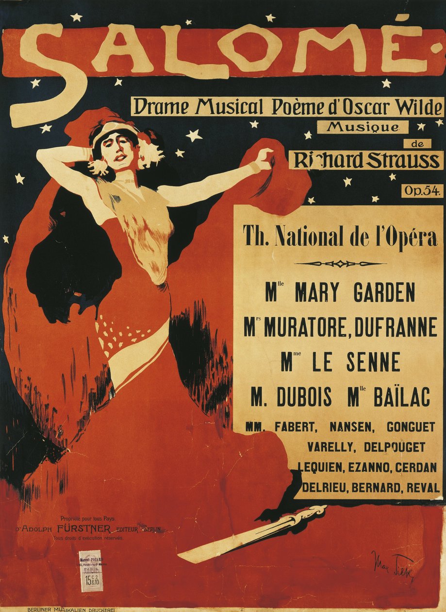 Francja, Paryż, Plakat opery Salome Richarda Straussa (1864-1949) autorstwa Max Tilke