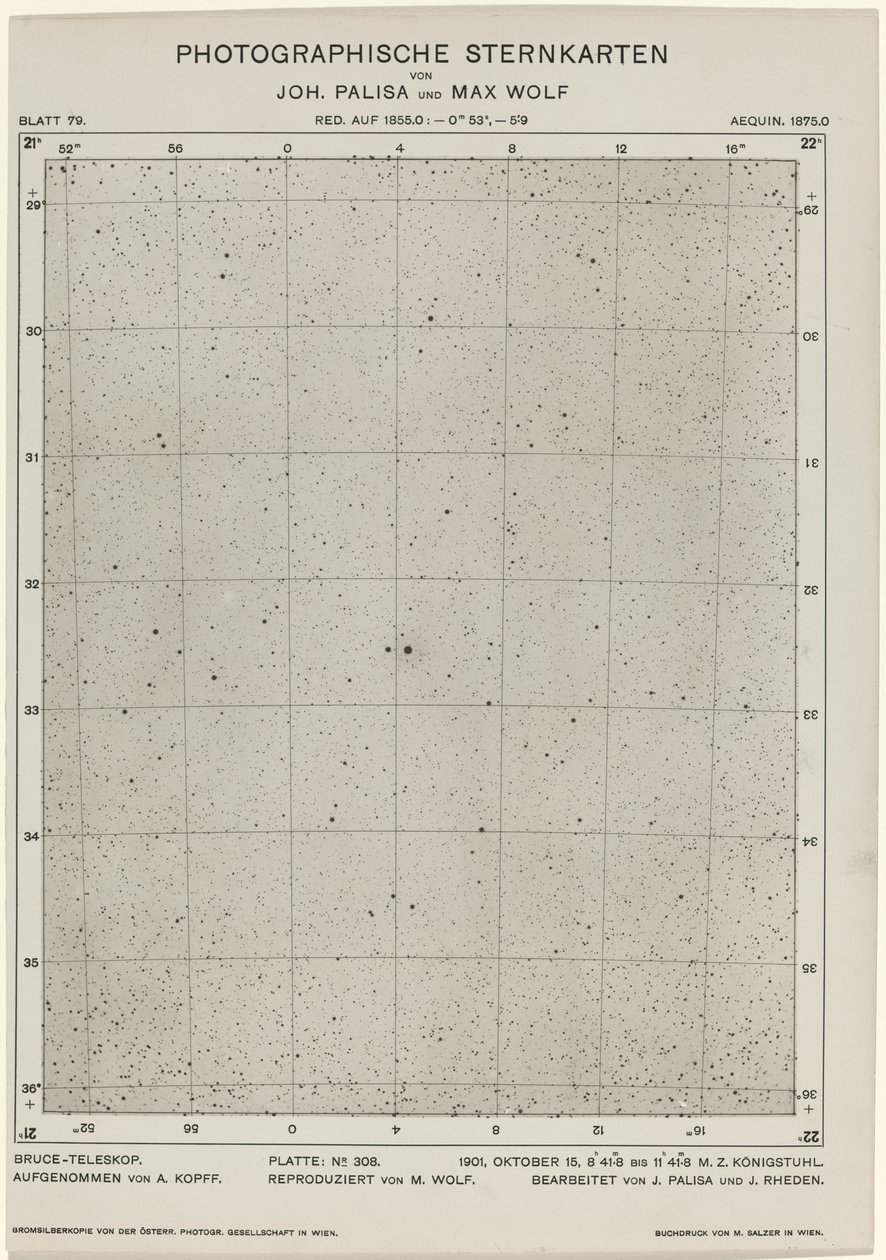 Fotograficzne mapy gwiazd 15 października 1901, 654. Twórcy: Max Wolf, Johann Palisa. autorstwa Max Wolf, Johann Palisa