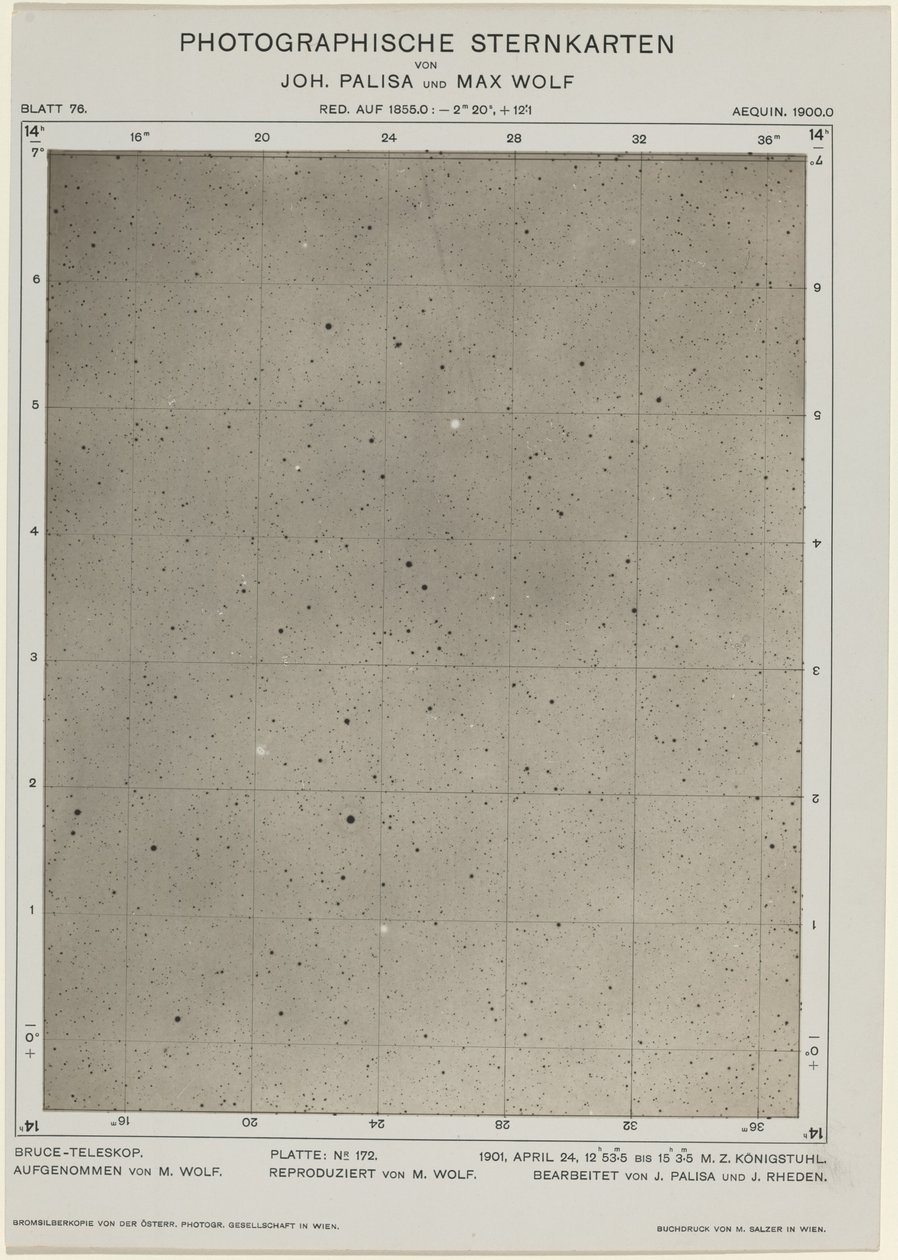 Fotograficzne mapy gwiazd (24 kwietnia 1901) autorstwa Max Wolf and Joh. Palisa