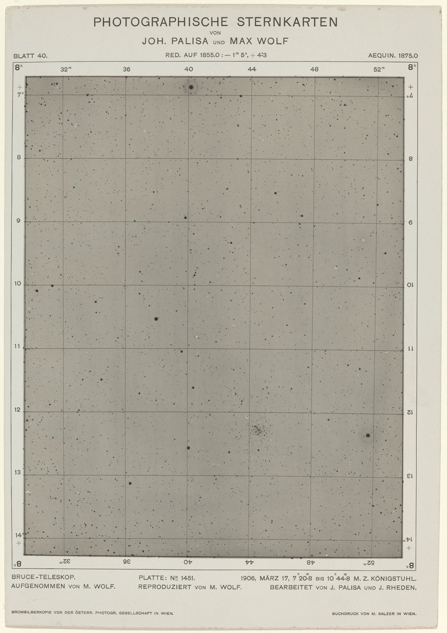 Fotograficzne mapy gwiazd (17 marca 1906) autorstwa Max Wolf and Joh. Palisa