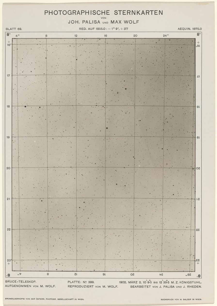 Fotograficzne mapy gwiazd (2 marca 1906) autorstwa Max Wolf and Joh. Palisa