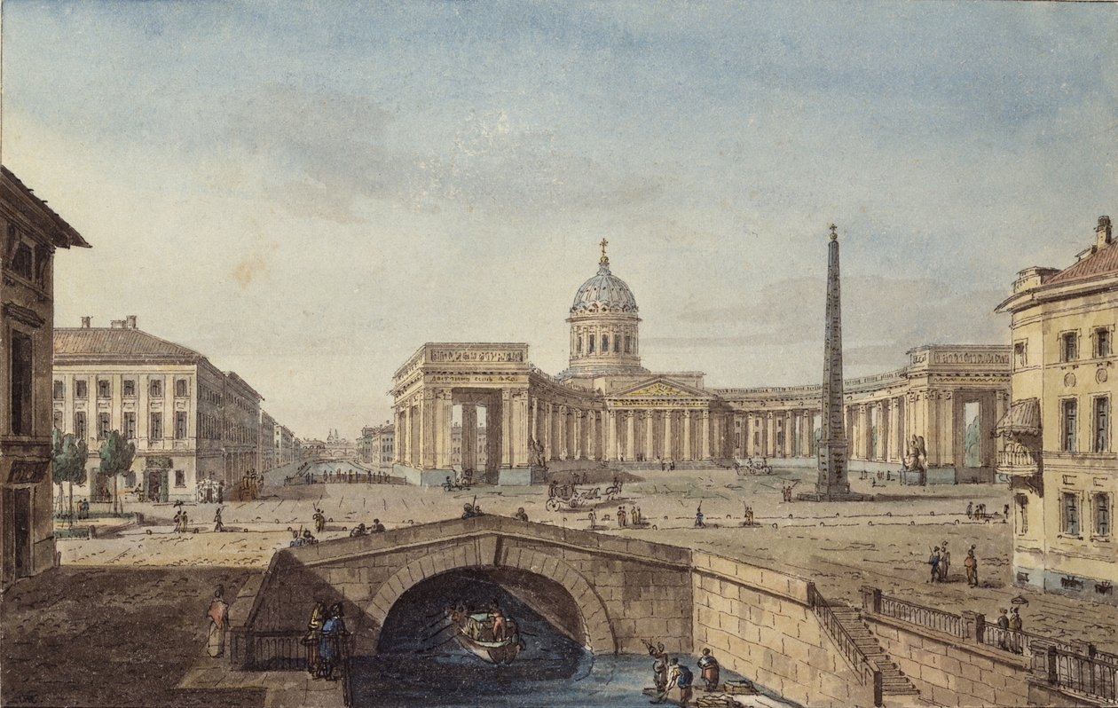Sobór Kazański w Sankt Petersburgu, 1817 r. autorstwa Maxim Nikiphorovich Vorobyev