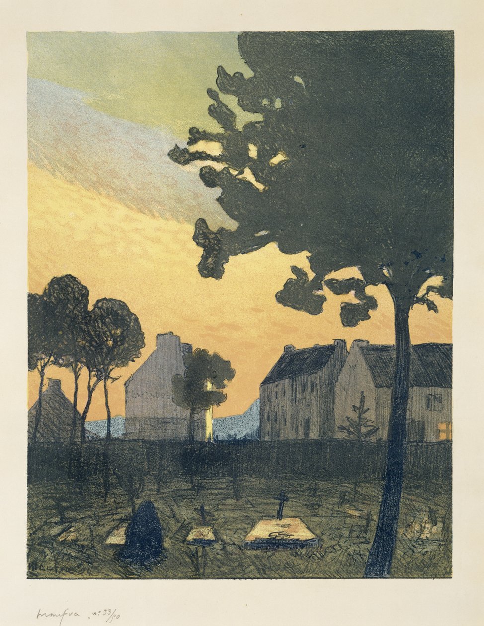 Paysage au soir (peizažas naktį), 1894 (spalvų litografija ant austo popieriaus) poli autorstwa Maxime Emile Louis Maufra