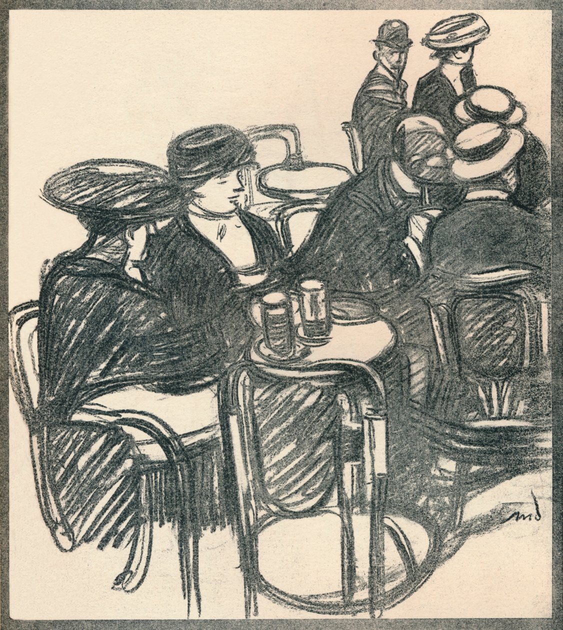 Taras Kawiarni, ok. 1920, 1923 autorstwa Maxime Pierre Jules Dethomas
