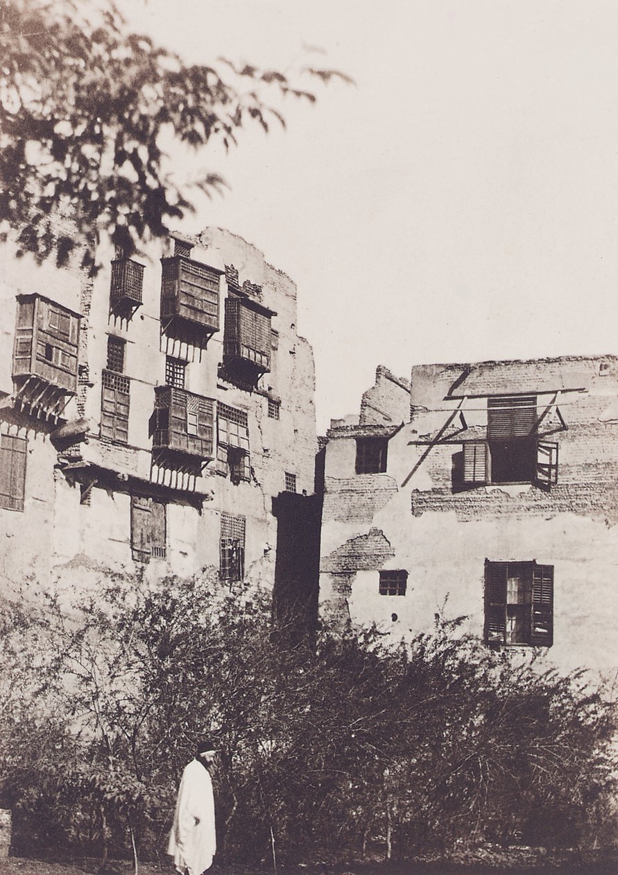 Kair, dom i ogród w Dzielnicy Francuskiej, z Gustavem Flaubertem, 1850 autorstwa Maxime Du Camp