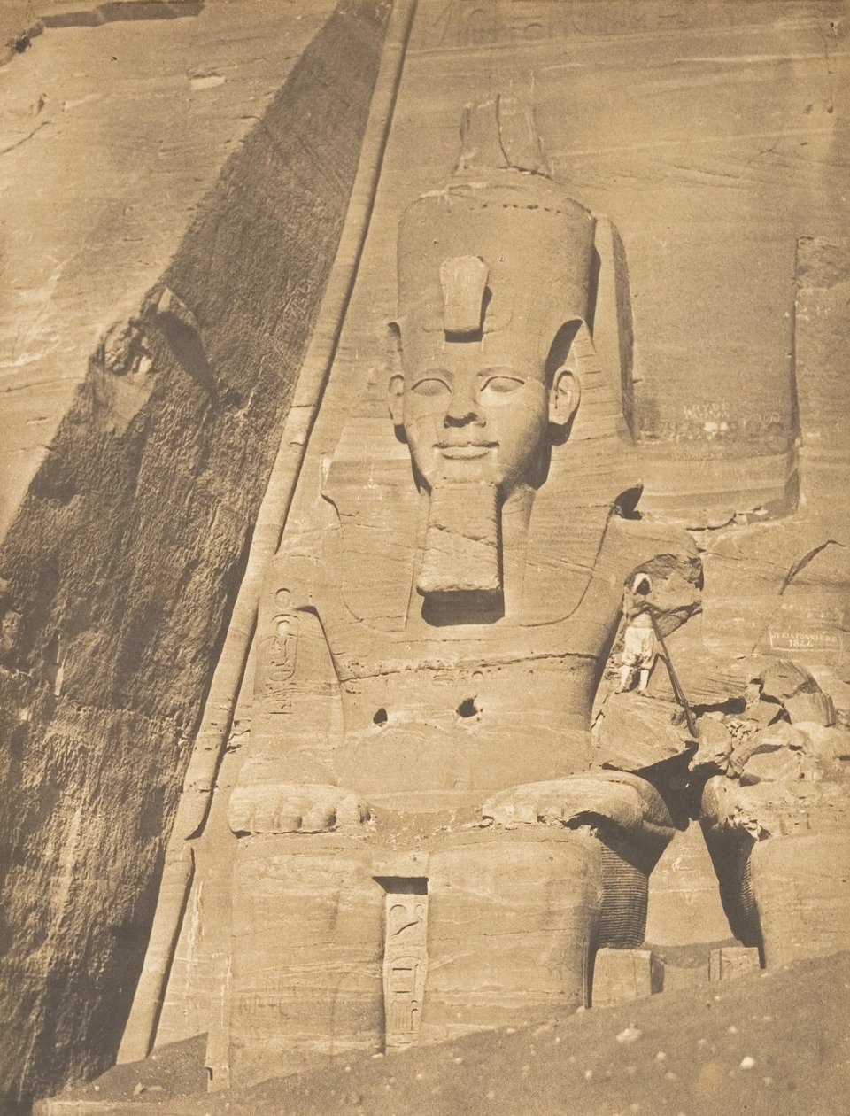 Wschodni kolos Spéos de Phré, w Abousemblil Portrait of Rhamses-le-grand, marzec 1850. autorstwa Maxime Du Camp