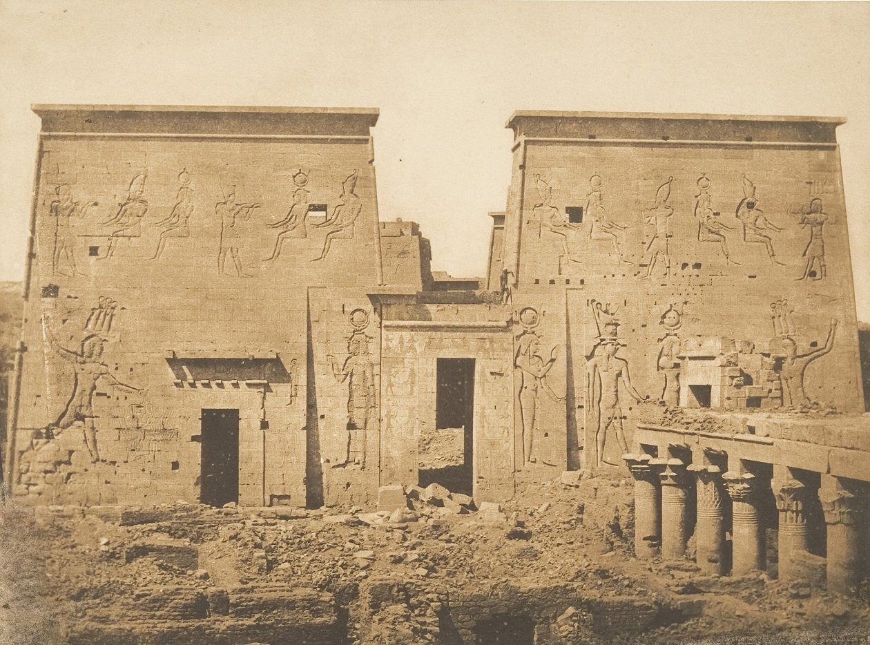 Dromos i Pylones z wielkiej świątyni Izydy w Philae, 13 kwietnia 1850 r. autorstwa Maxime Du Camp