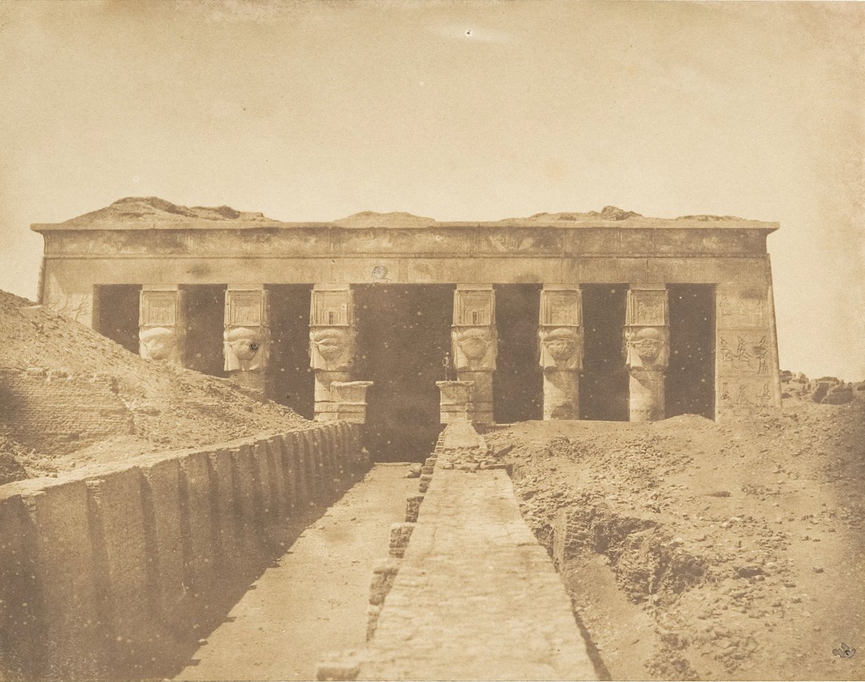 Fasada świątyni Atora w Dendera Tentyris, 1849-50. autorstwa Maxime Du Camp