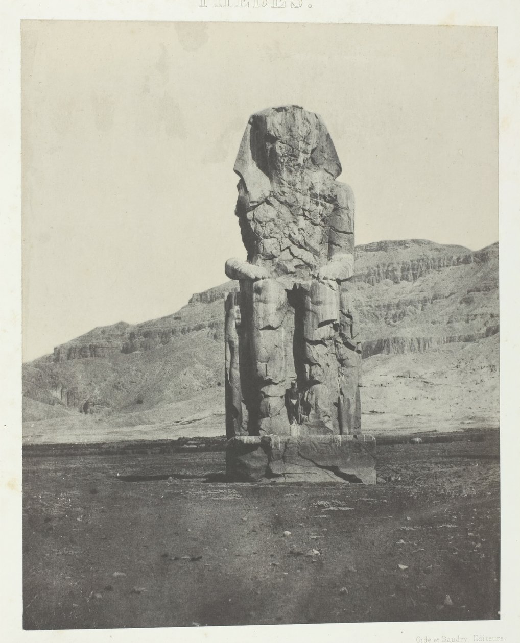 Gourna, Colossus Monolit of Amenopht III, Teby, 184951, wydrukowany 1852. autorstwa Maxime Du Camp