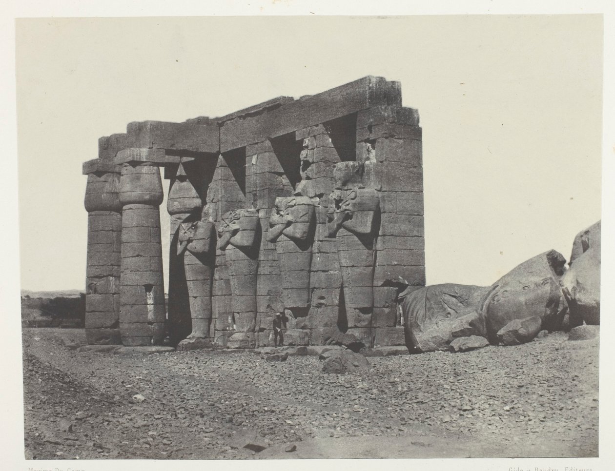 Gournah, Perystyle z grobowca Osymandiasza (Ramesseum Occidental); Teby, płyta 59 z albumu "Egypte, Nubie, Palestine et Syrie" (1852) autorstwa Maxime Du Camp