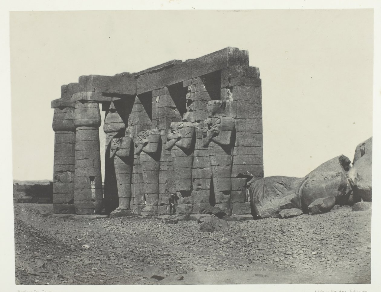 Gourna, Perystyl Grobowca Osymandiasza Ramesseum Zachodniego, Teby, 184951. autorstwa Maxime Du Camp