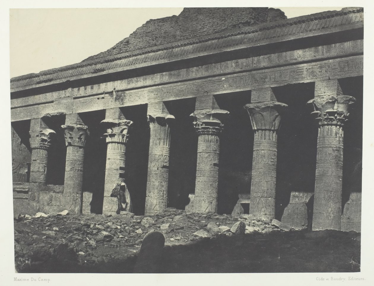 Wielka Świątynia Izydy w Philoe, Galeria Orientalna, Nubia, 184951, wydrukowana 1852. autorstwa Maxime Du Camp