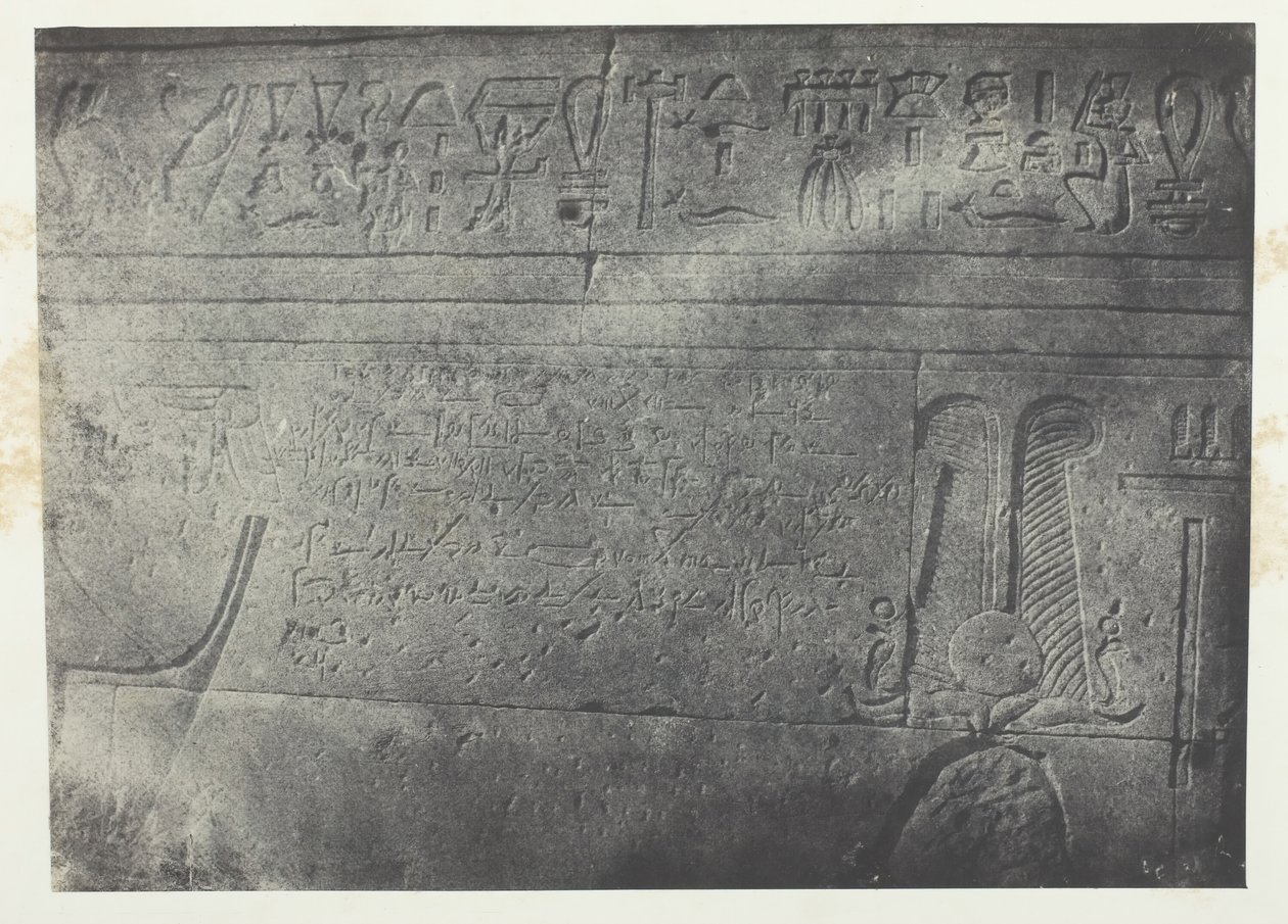 Wielka Świątynia Izydy w Philoe, Inskrypcja Demotyczna, Nubia, 184951, wydrukowana w 1852 roku. autorstwa Maxime Du Camp