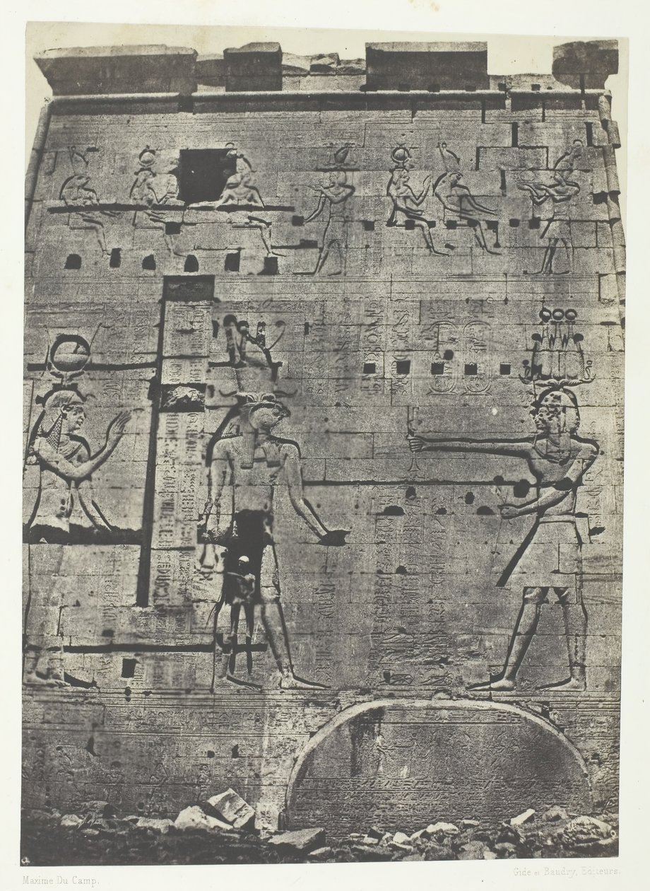 Wielka Świątynia Izydy w Filoe, Drugi Pylon, Nubia, 184951, wydrukowany 1852. autorstwa Maxime Du Camp