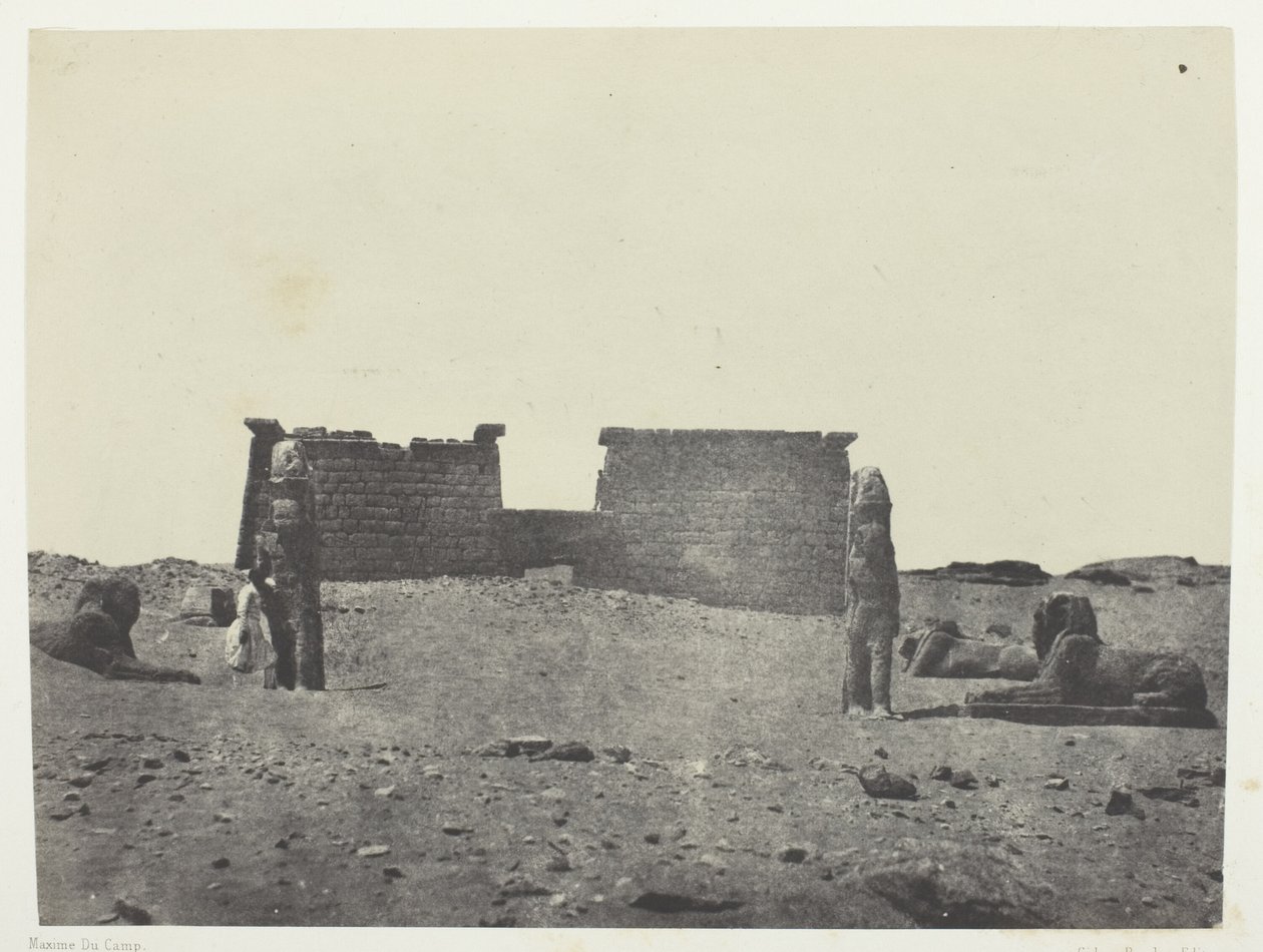 Hémi-Spéos De Séboua, Drômos; Nubie, płyta 97 z albumu "Egypte, Nubie, Palestine et Syrie" (1852) autorstwa Maxime Du Camp