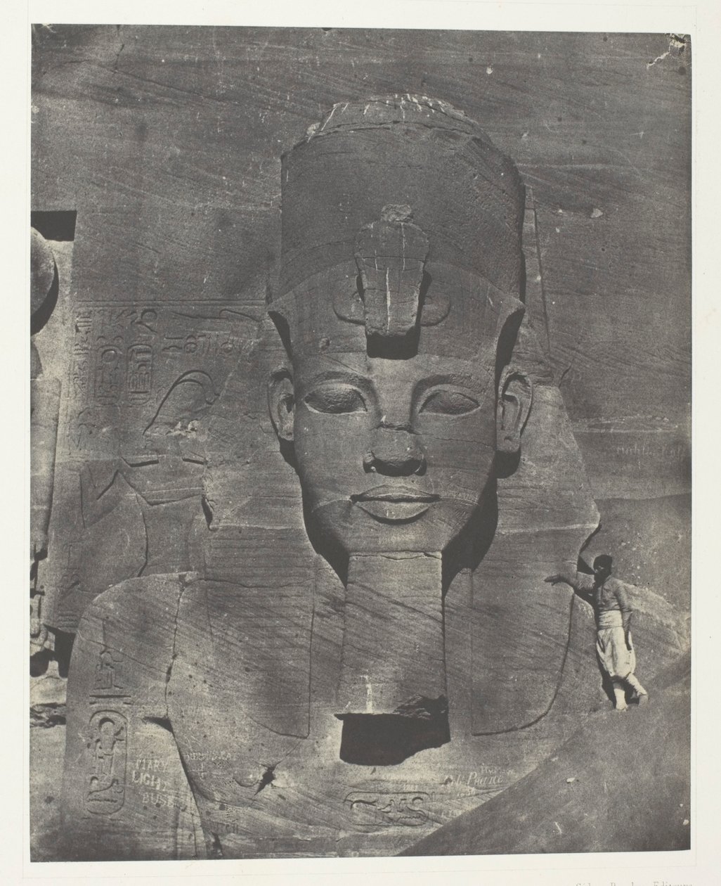 Ibsamboul, Colosse Médial (Enfoui) du Spéos de Phrè Nubie, Palestine et Syrie, płyta 106 z albumu "Egypte, Nubie, Palestine et Syrie" (1852) autorstwa Maxime Du Camp